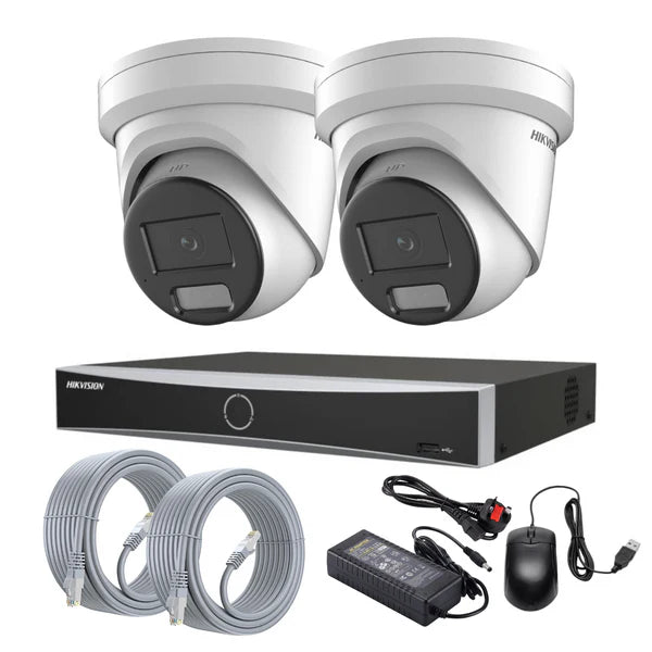Hikvision 8MP 4K Live Guard ColorVu Smart Hybrid AcuSense IP PoE (DS-2CD2387G3-LIS2UY/SL Pro)Cctv Kit with 2-Way Audio